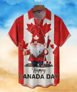 Gnome Happy Canada Day Button Hawaiian Shirt
