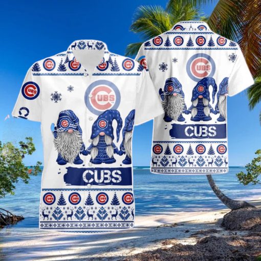 Gnomes Chicago Cubs Christmas 3D Summer Hawaiian Shirt And Short
