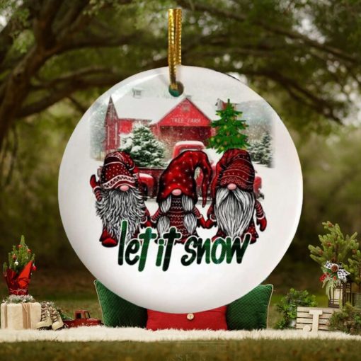 Gnomes Let It Snow Saying Christmas Ornament, Christmas Tree Hanging Decor, Present On Christmas, Circle Ornament