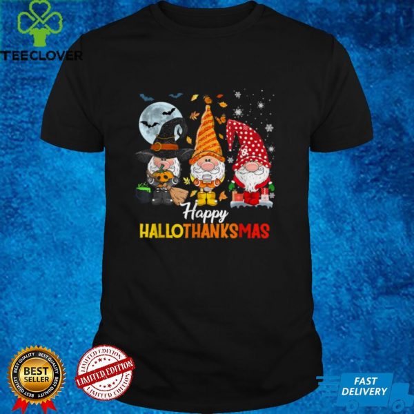 Gnomes Lover Halloween Merry Christmas Happy Hallothanksmas T Shirt