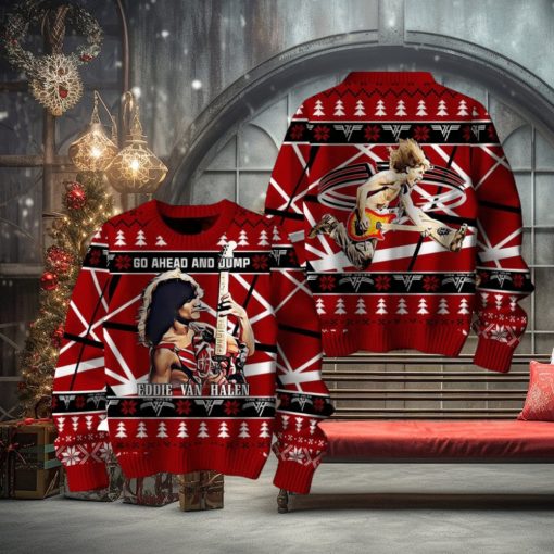 Go Ahead And Jump Eddie Van Halen Ugly Christmas Sweater