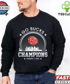Go Bucks Football 2025 Rose Champions Skyline Logo Shirt