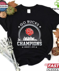 Go Bucks Football 2025 Rose Champions Skyline Logo Shirt