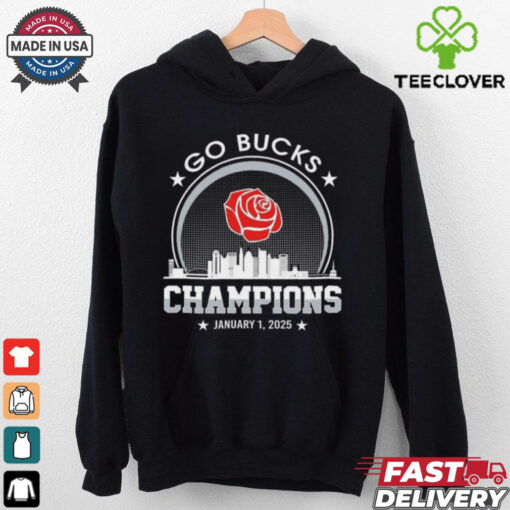 Go Bucks Football 2025 Rose Champions Skyline Logo Shirt