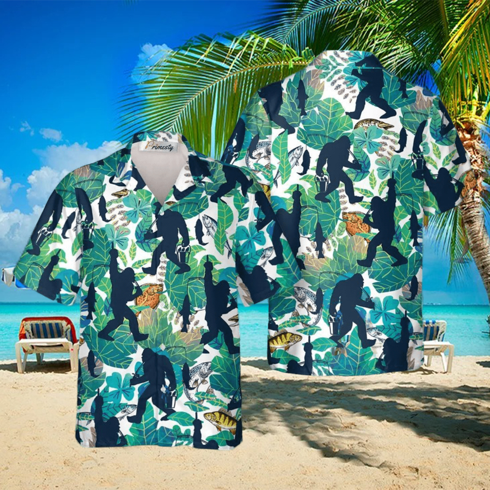 Go Fishing Bigfoot Tropical Hawaiian Shirts Go Fishing Bigfoot Tropical Hawaiian Shirts