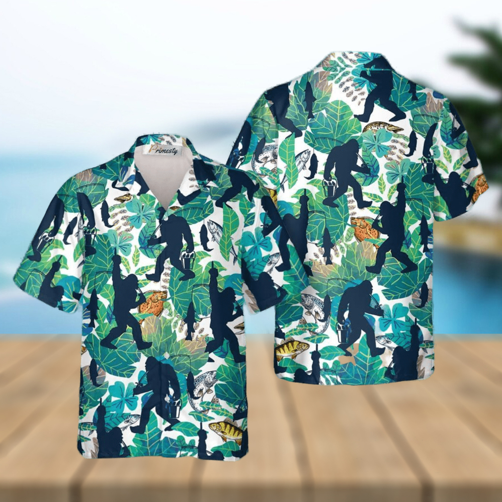 Go Fishing Bigfoot Tropical Hawaiian Shirts Go Fishing Bigfoot Tropical Hawaiian Shirts