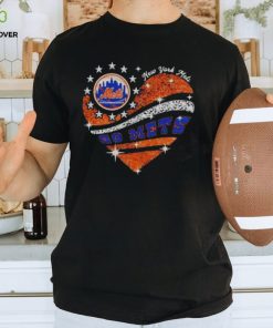 Go Mets Baseball Orange Glitter Heart 2023 Shirt