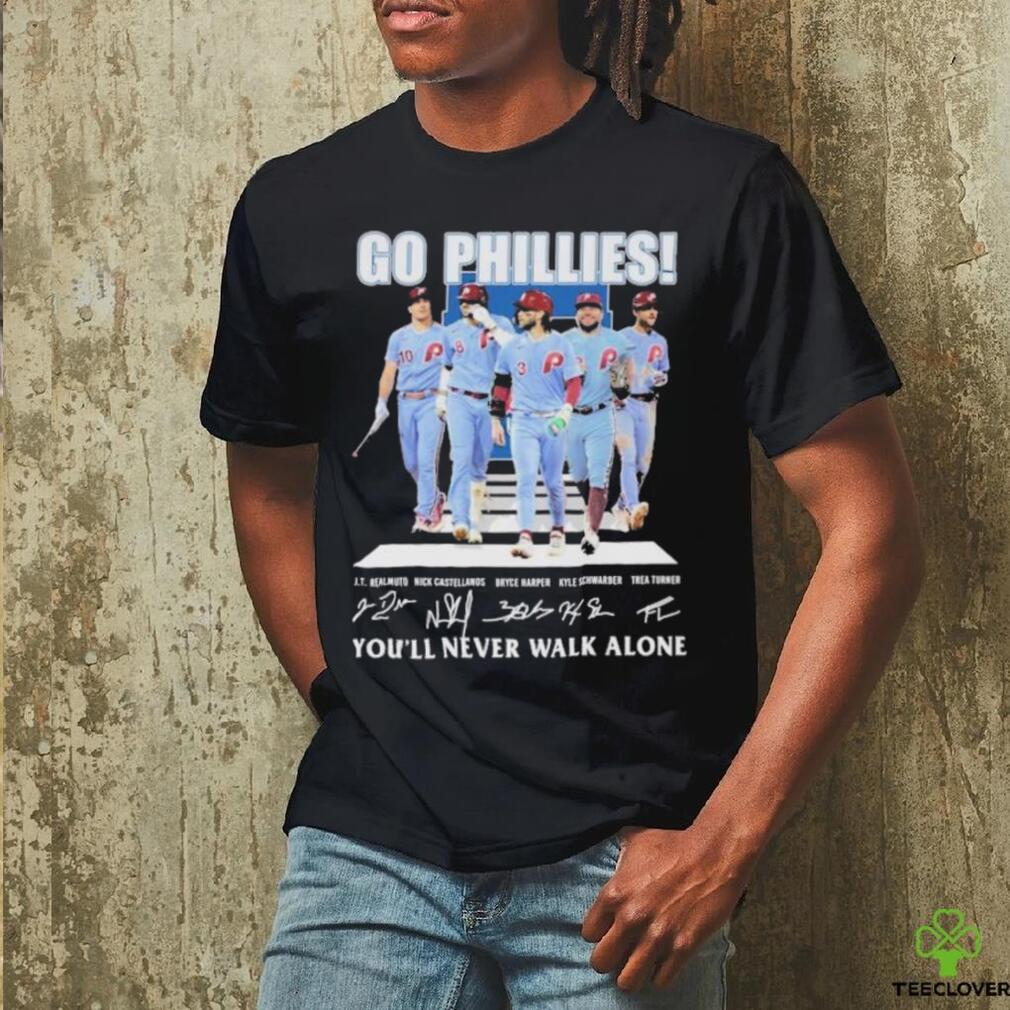 Go Phillies You’ll never walk alone signatures 2023 shirt Go Phillies You’ll never walk alone signatures 2023 shirt