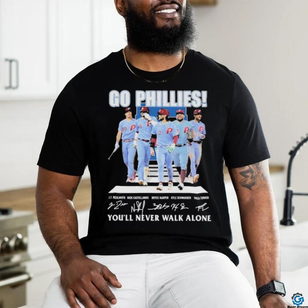 Go Phillies You’ll never walk alone signatures 2023 shirt Go Phillies You’ll never walk alone signatures 2023 shirt