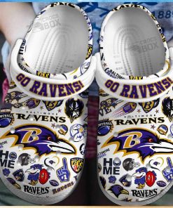 Go Ravens White Crocs Shoes