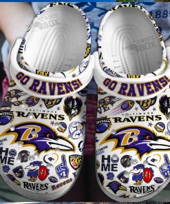 Go Ravens White Crocs Shoes