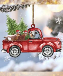 Goat Red Car Christmas Ornament