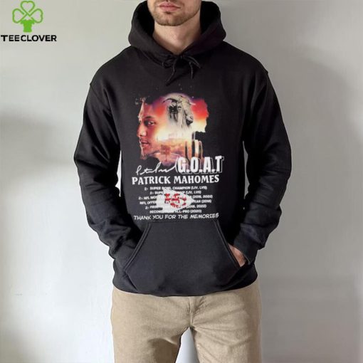 Goat patrick Mahomes super bowl champion thank you for the memories signature hoodie, sweater, longsleeve, shirt v-neck, t-shirt