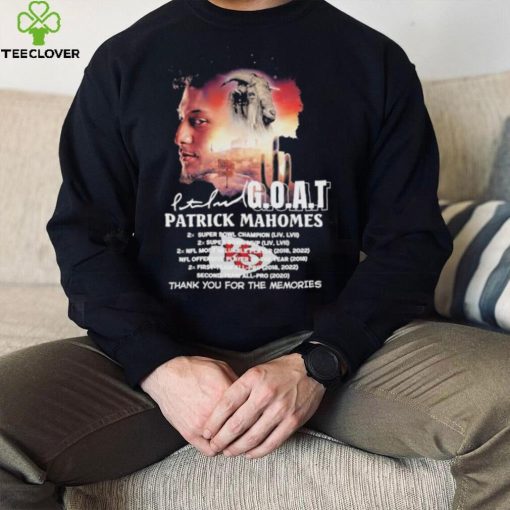 Goat patrick Mahomes super bowl champion thank you for the memories signature hoodie, sweater, longsleeve, shirt v-neck, t-shirt