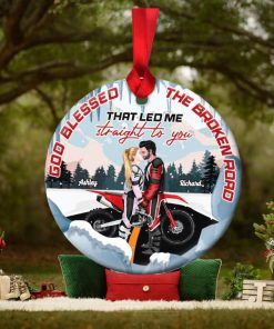 God Blessed The Broken Road, Personalized Ornament, Motorcycle Couple Ornament