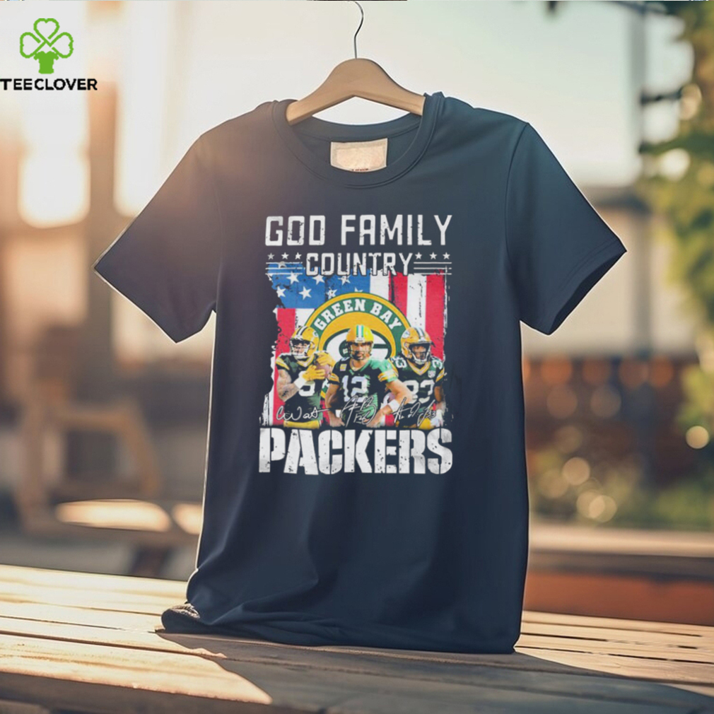 God Family Country Green Bay Packers American Flag Signatures Shirt God Family Country Green Bay Packers American Flag Signatures Shirt