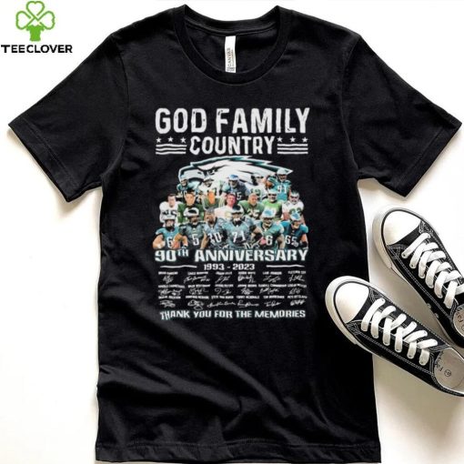God Family Country Philadelphia Eagles 90th Anniversary 1993 2023 Thank You For The Memories Signatures Shirt