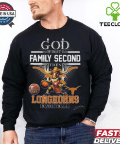 God First Family Second The NCAA Texas Longhorns Basketball Mascot Shirt