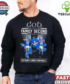 God First Family Second Then Detroit Lions Amon Ra St. Brown, Jared Goff And Dan Campbell Shirt