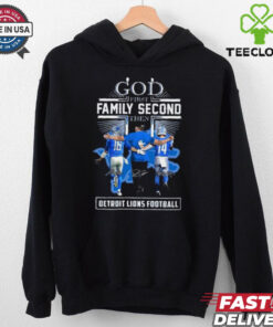 God First Family Second Then Detroit Lions Amon Ra St. Brown, Jared Goff And Dan Campbell Shirt