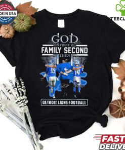 God First Family Second Then Detroit Lions Amon Ra St. Brown, Jared Goff And Dan Campbell Shirt