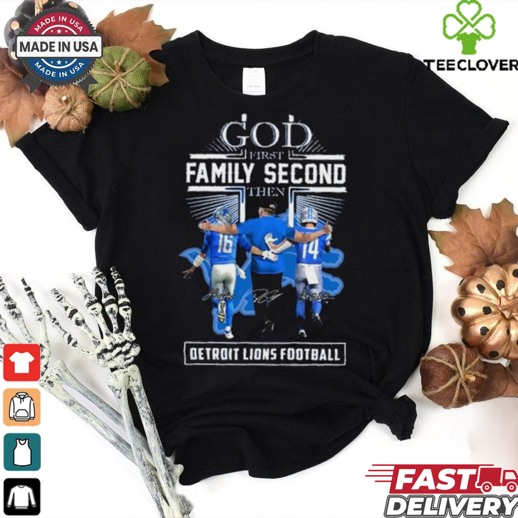 God First Family Second Then Detroit Lions Amon Ra St. Brown, Jared Goff And Dan Campbell Shirt God First Family Second Then Detroit Lions Amon Ra St. Brown, Jared Goff And Dan Campbell Shirt