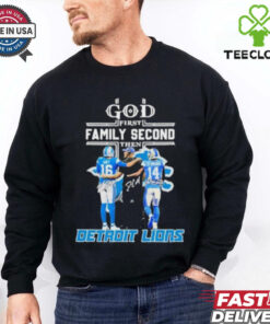 God First Family Second Then Detroit Lions Dan Campbell Amon ra St. Brown And Jared Goff Shirt