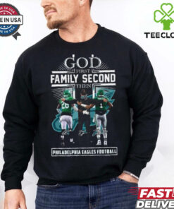 God First Family Second Then Philadelphia Eagles Saquon Barkley, Jalen Hurts and Nick Sirianni Shirt