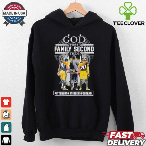 God First Family Second Then Pittsburgh Steelers Tj Watt, Mike Tomlin And Cameron Heyward Shirt