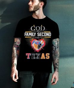 God First Family Second Then Texas Sports Teams Logo Signatures Shirt