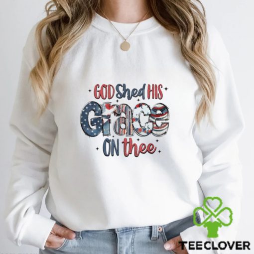 God Shed His Grace On Thee 4th Of July Groovy Patriotic T Shirt