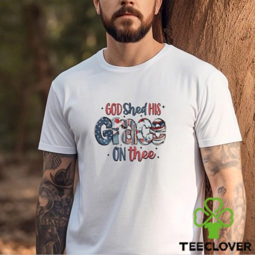 God Shed His Grace On Thee 4th Of July Groovy Patriotic T Shirt