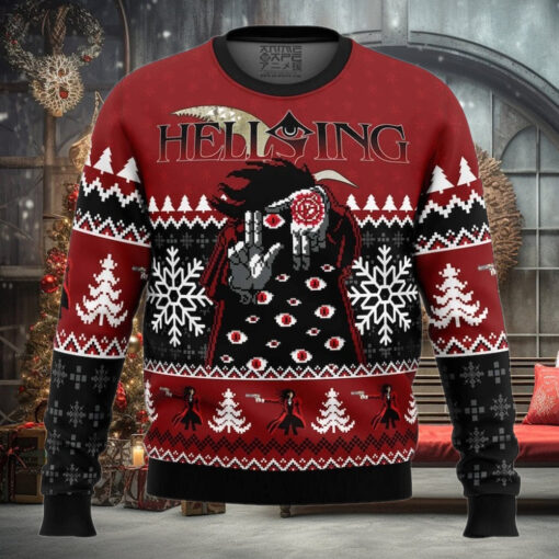 God With Us Hellsing Ugly Christmas Sweater, Anime Holiday Sweater, Hellsing Fan Gift