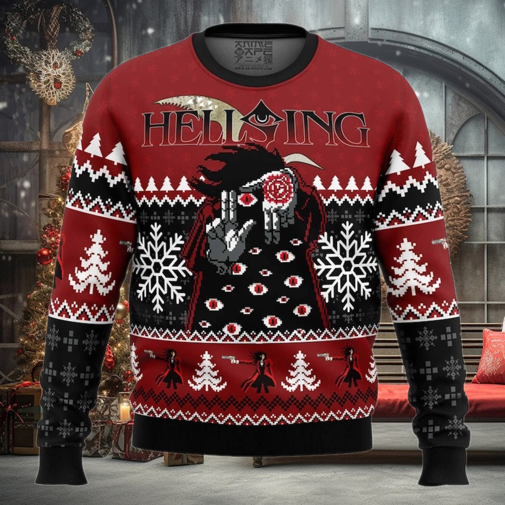 God With Us Hellsing Ugly Christmas Sweater, Anime Holiday Sweater, Hellsing Fan Gift God With Us Hellsing Ugly Christmas Sweater, Anime Holiday Sweater, Hellsing Fan Gift