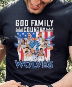 God family country Minnesota timberwolves signatures America flag shirt