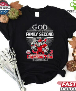 God first family second then Alabama Crimson Tide basketball mascot shirt