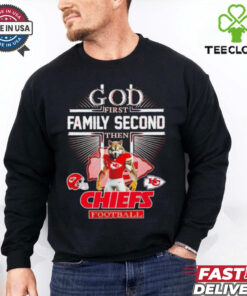 God first family second then Kansas City Chiefs mascot football shirt