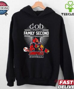 God first family second then Louisville Cardinals football mascot shirt