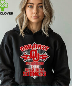 The **God First, Family Second, Then Oklahoma Sooners Shirt** highlights the priorities of faith, family, and love for the Oklahoma Sooners. This shirt is perfect for fans who want to express their values while showing support for their team in a stylish and meaningful way.