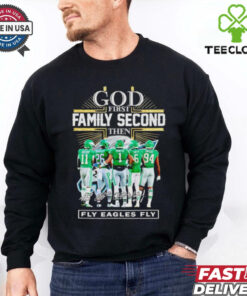 God first family second then fly Eagles fly players signatures shirt