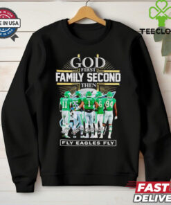 God first family second then fly Eagles fly players signatures shirt