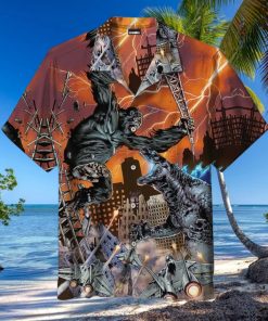 Godzilla vs King Kong Universal Hawaiian Shirt, godzilla gifts, King Kong Shirt, Movie Hawaiian Shirt, King Of The Monsters, Hawaii Shirt,