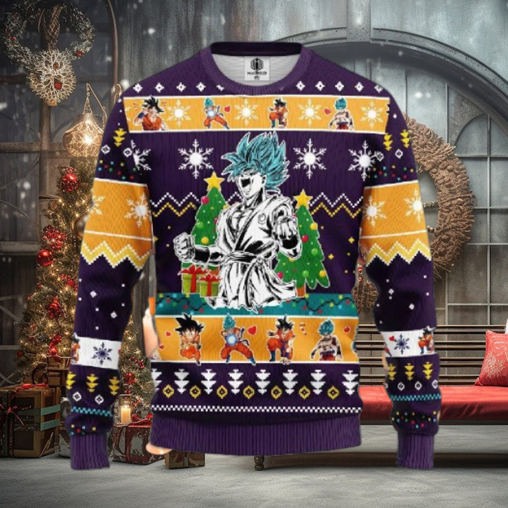 Goku Blue Dragon Ball Anime Ugly Christmas Sweater Goku Blue Dragon Ball Anime Ugly Christmas Sweater