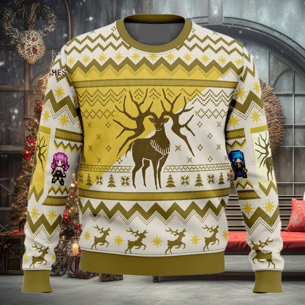 Golden Deer Fire Emblem Knitting Pattern Ugly Christmas Sweater Golden Deer Fire Emblem Knitting Pattern Ugly Christmas Sweater
