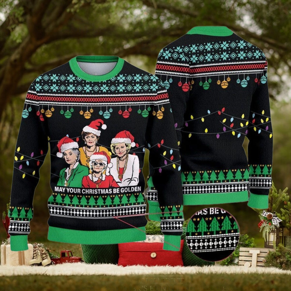 Golden Girls May Your Christmas Be Golden Ugly Sweater, Retro TV Series Xmas Sweatshirt Golden Girls May Your Christmas Be Golden Ugly Sweater, Retro TV Series Xmas Sweatshirt