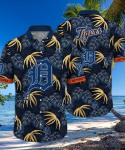 Golden Palms Detroit Tigers Dark Hawaiian Shirt