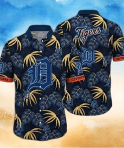 Golden Palms Detroit Tigers Dark Hawaiian Shirt