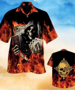 Golden Poker Skull Hawaiian Shirt