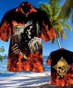 Golden Poker Skull Hawaiian Shirt