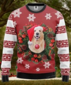 Golden Retriever Christmas Wreath Ugly Sweater